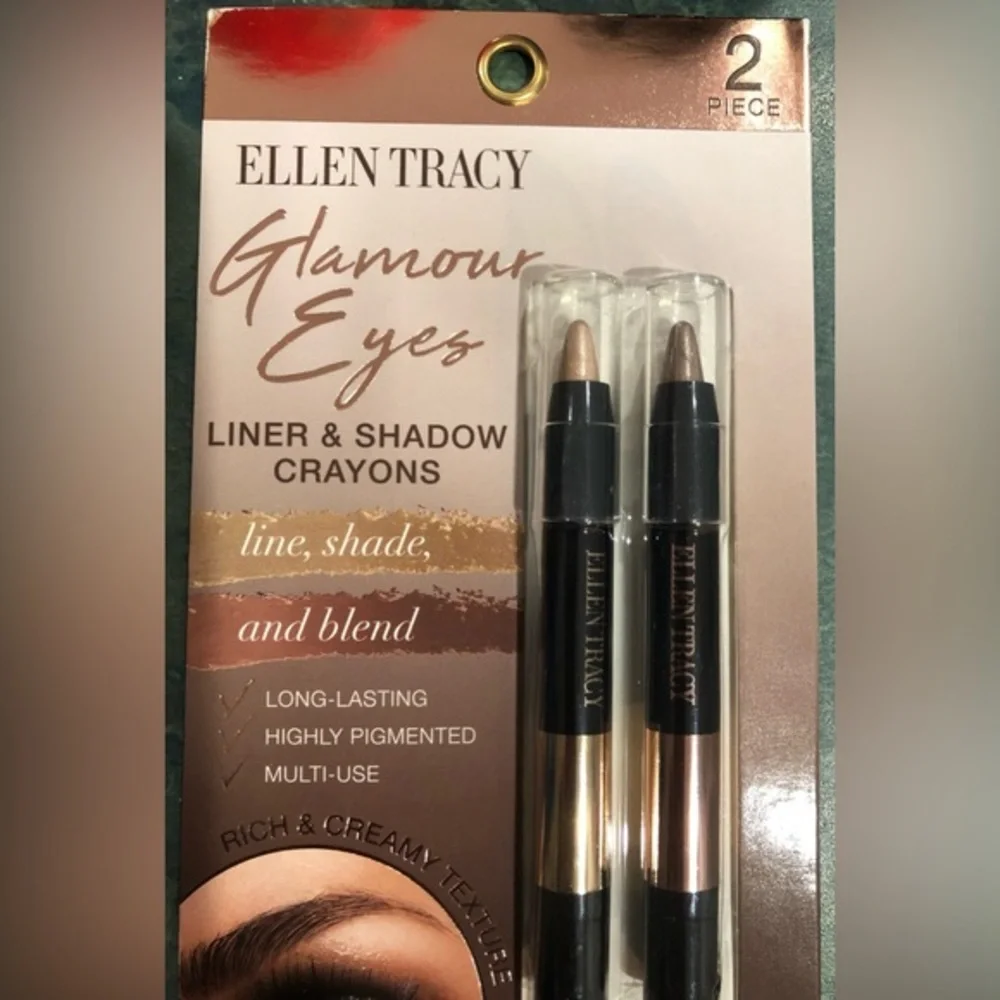 2piece Ellen Tracy glamour eyes Champagne & Rose Gold liner & shadow crayons new
